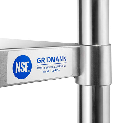 GRIDMANN NSF Stainless Steel Work & Prep Table 36 x 24 Inches with Caster Wheels and Under Shelf for Restaurant, Home, Hotel