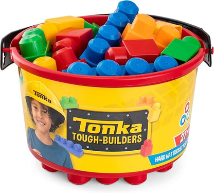 Construction Helmets and Block Bucket Tonka Construction Play Set Building Toys for Creative Play Role Play Gift for Boys Girls Age 3+