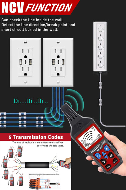 NF-826 Underground Wire Locator Circuit Tracker 12-400V AC/DC, locates Circuit Breakers, fuses, Wires, Short Circuits, Open Circuits, Ceiling/wall/Dog Fence Cables, Irrigation Control Lines