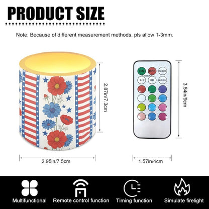 NETILGEN Flameless Flickering Candles with Timer Remote 4 Packs Novelty American Flag LED Battery Operated Pillar Candles for July 4th Independence Day Decor
