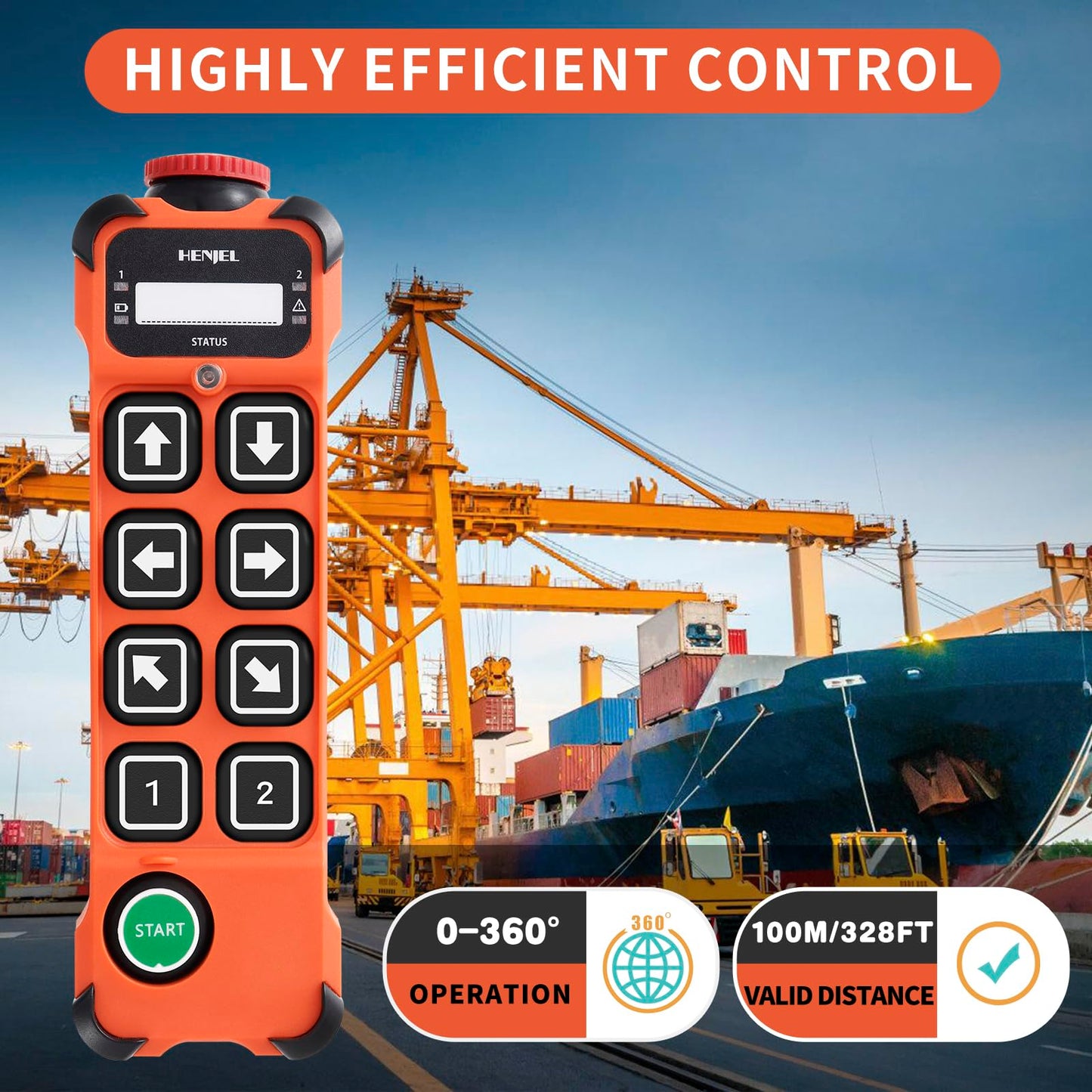 Dual 2 Speed Crane Wireless Remote Control Industrial for Hoist Overhead Bridge Crane Radio Gantry Crane Controller 8 Channel Button Transmitter and Receiver 110V 220V 380V