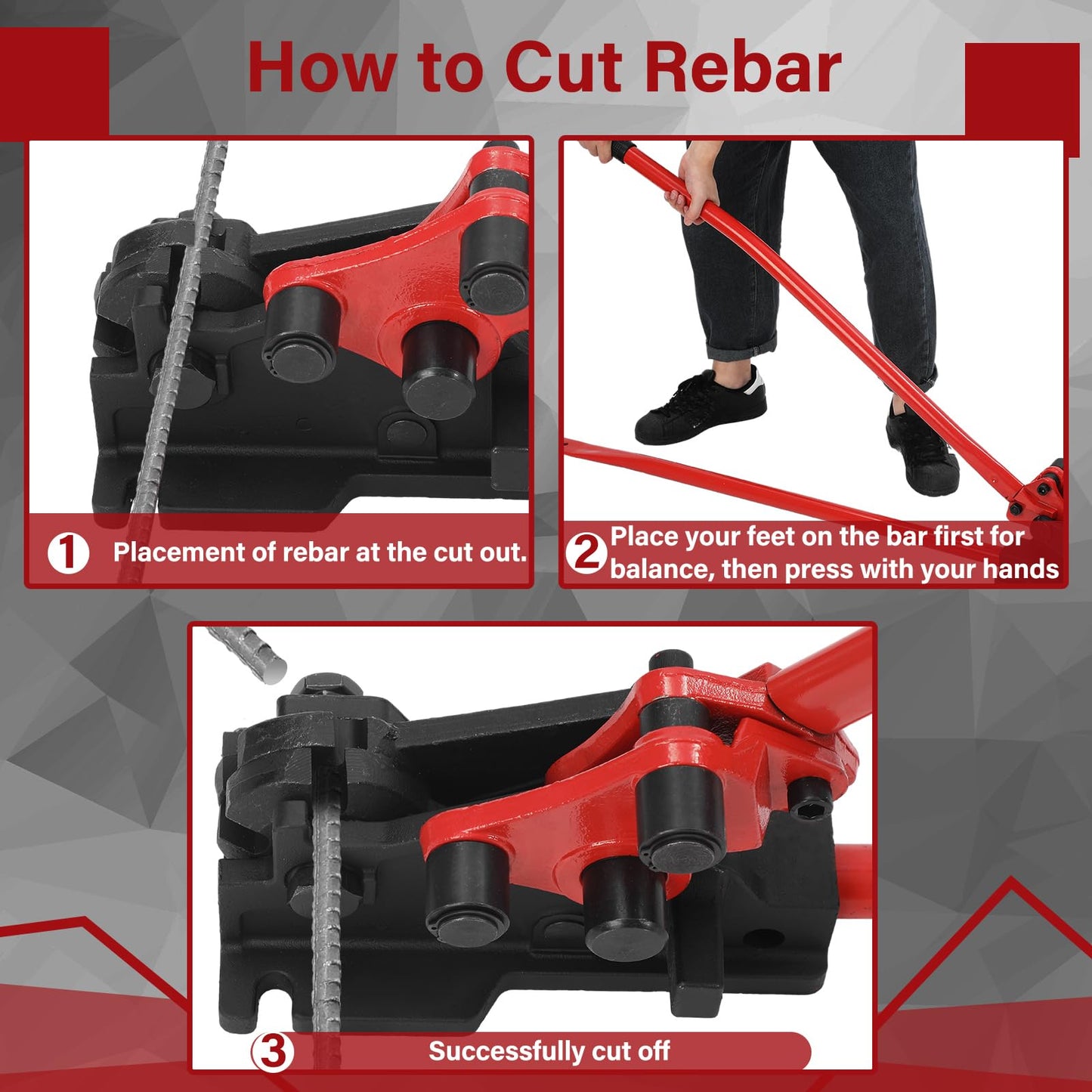 Threlaco Rebar Bender & Cutter 2 in 1 Rod Bender Metal Bending Tool Manual Effortlessly Cut and Bend Rebar up to 5/8" Bending Machine, Red