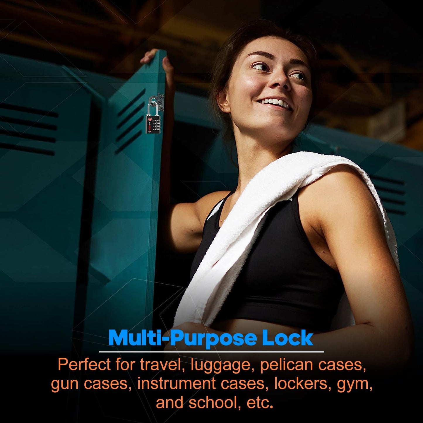 Forge Dual-Opening: Key or Combination Access Lock, TSA Approved Locks for Luggage, Pelican case, Travel, Gym, School, Stainless Steel Shackle. (Multi Color, 4 Pk)
