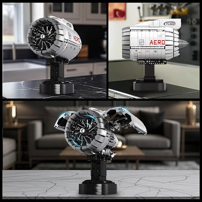 HIGH GODO Aircraft Engine Building Kit That Works Aircraft Turbofan Engine Model Kit with Motor Build Your Own Engine Kit STEM Project for Teens Adults 14+ (1786 PCS)