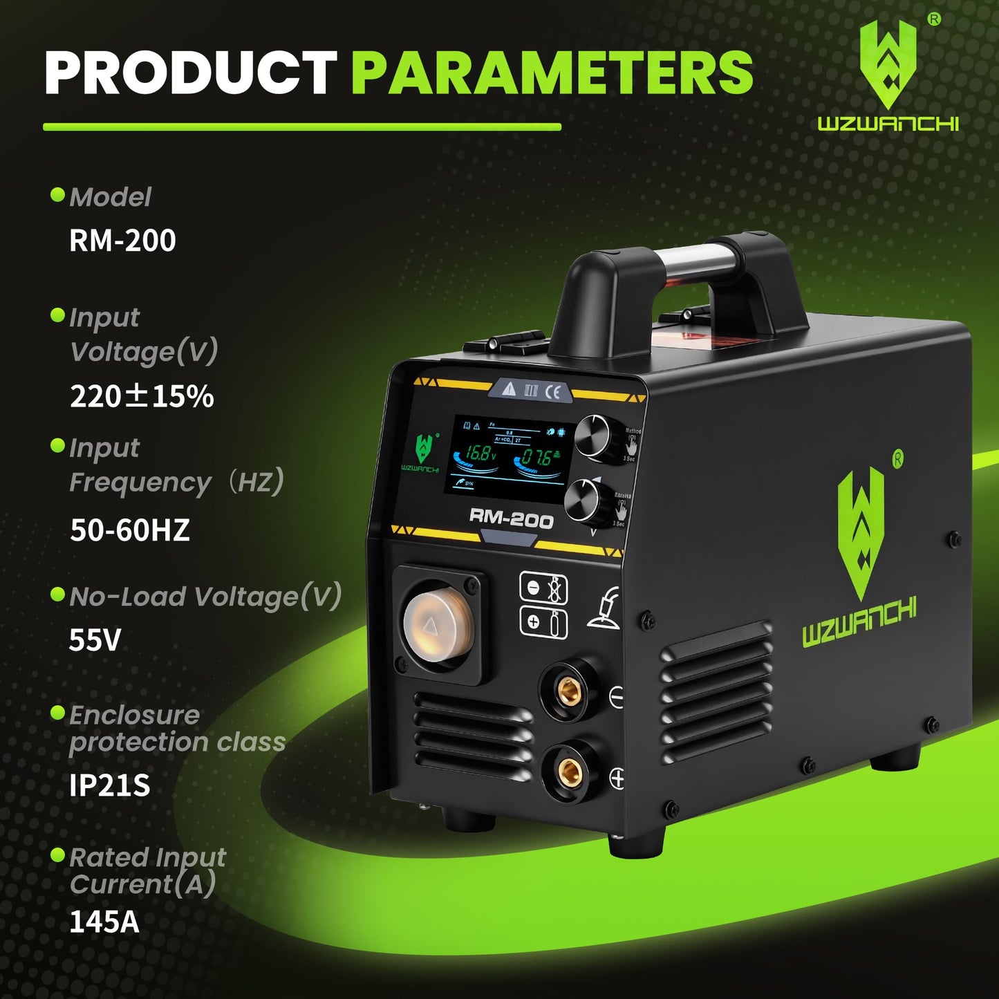 WZWANCHI 200A Aluminum MIG Welder 110V/220V, Flux MIG/MIG/Single Pulse MIG/Stick/Lift TIG 5 In 1 MIG Welding Machine With LED Display, Heavy Duty Flux Cored MIG Welder For Indoor Outdoor