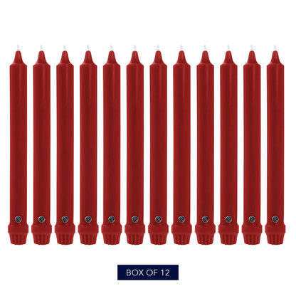 Colonial Dripless 12-Inch Candle with Classic Tip, Red