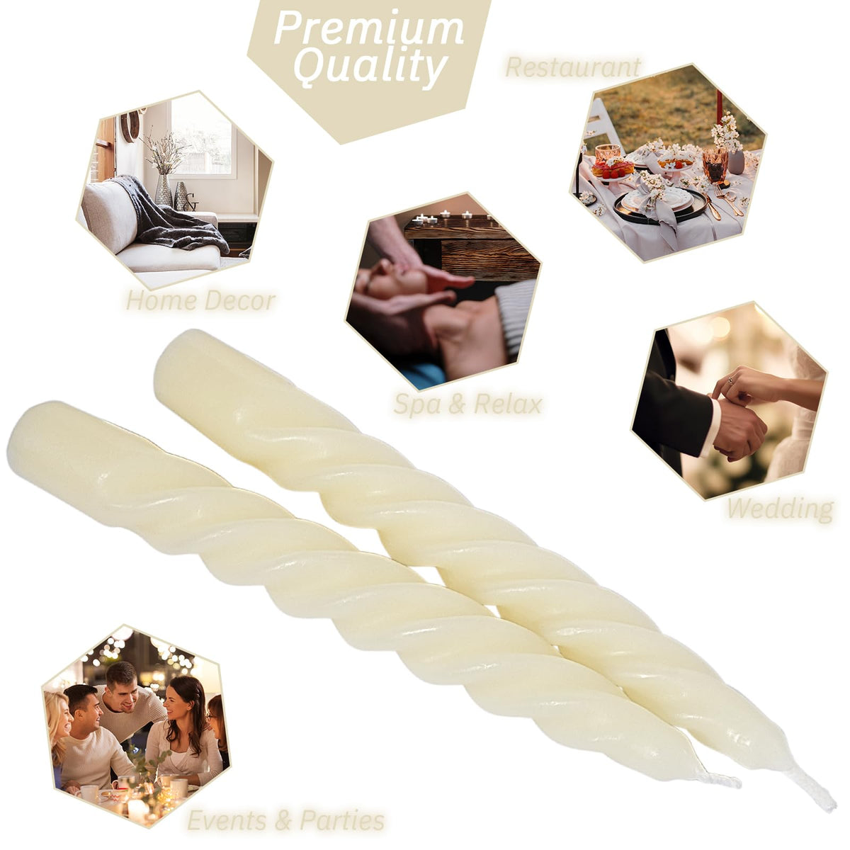 Beeswax White Spiral Candles 7", Natural Beeswax Taper Candle Twisted Taper Candles Set of 4,Dripless White Candlesticks,Clean Burning Unscented Candle Sticks for Christmas Home Dinner Wedding