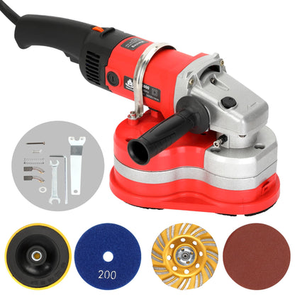 4-Head Electric Diamond Polisher Machine, 8" grinding diameters and 3pcs Diamond Grinding Wheels, 3800W Concrete Grinder for Polishing Stone Concrete Surface, Metal Descaling and Thinset Removing