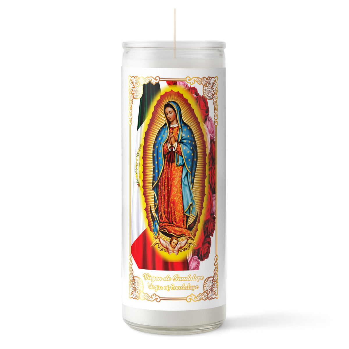 Alumenza 6 Pack Virgen de Guadalupe Candle in Glass Jar 90 Hours– Paraffin Wax, Clean Burning Unscented | Large & Tall Devotional Prayer Pillar Candles for Home, Memorial, Rituals