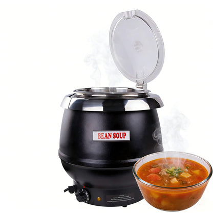 CLIVIA Commercial Electric Soup Warmer Pot, Stainless Steel Food Warmer Kettle for Restaurant and Catering, 11Qt Large Soup Cooker with Lid