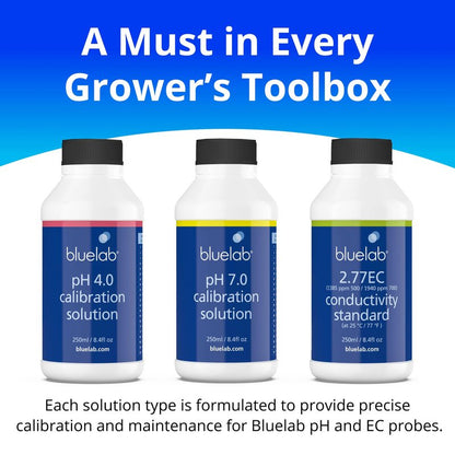 BlueLab 2.77EC Conductivity Solution, PH 7.0, and PH 4.0 Calibration Solution Set 250 Milliliters