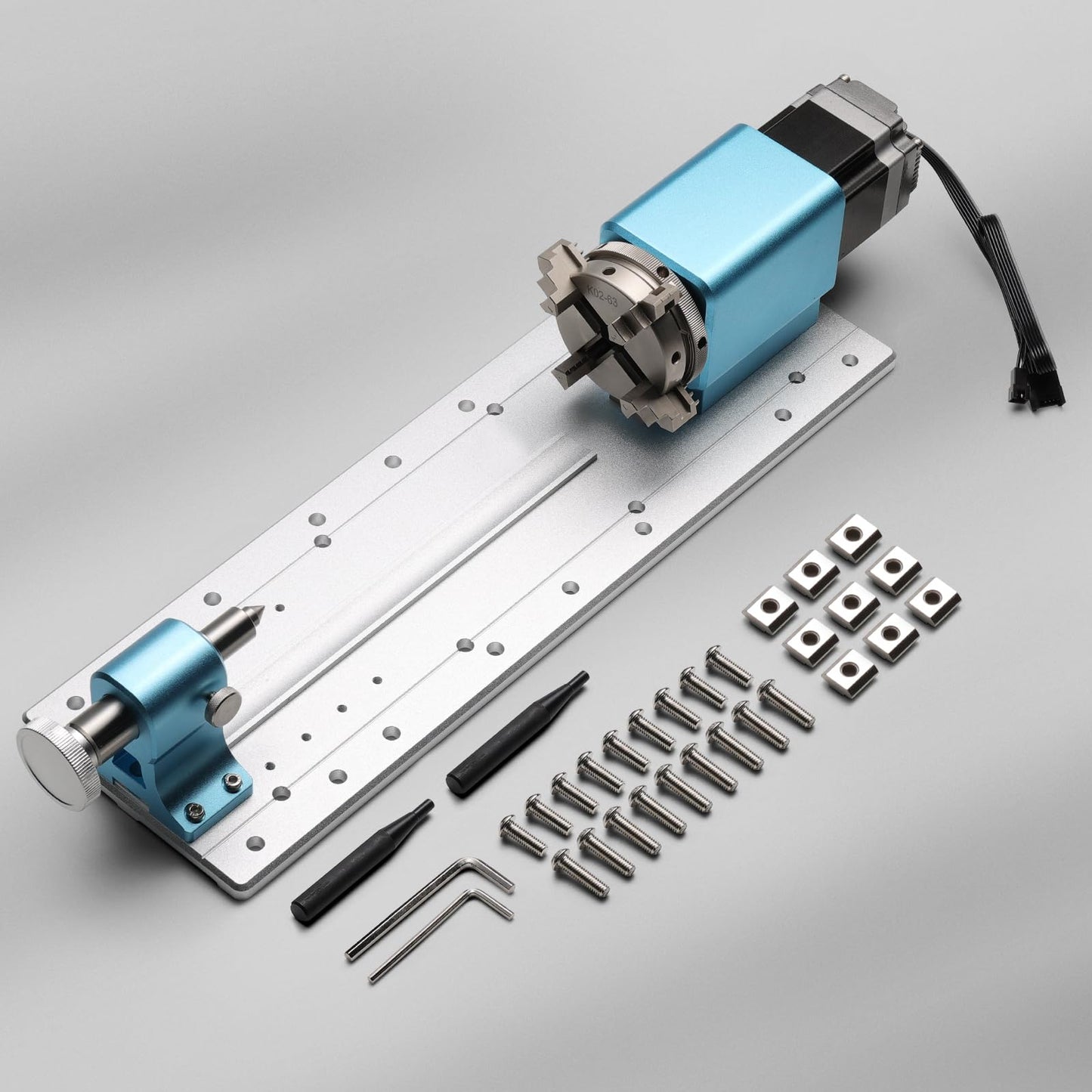 SainSmart Genmitsu Rotary Module Kit for Prover XL 4030 V2 CNC Router Machine with NEMA23 Planetary Geared Stepper Motor, 4 Jaw Chuck, 10:1 Speed Reducer, Clamped Range 15-275mm