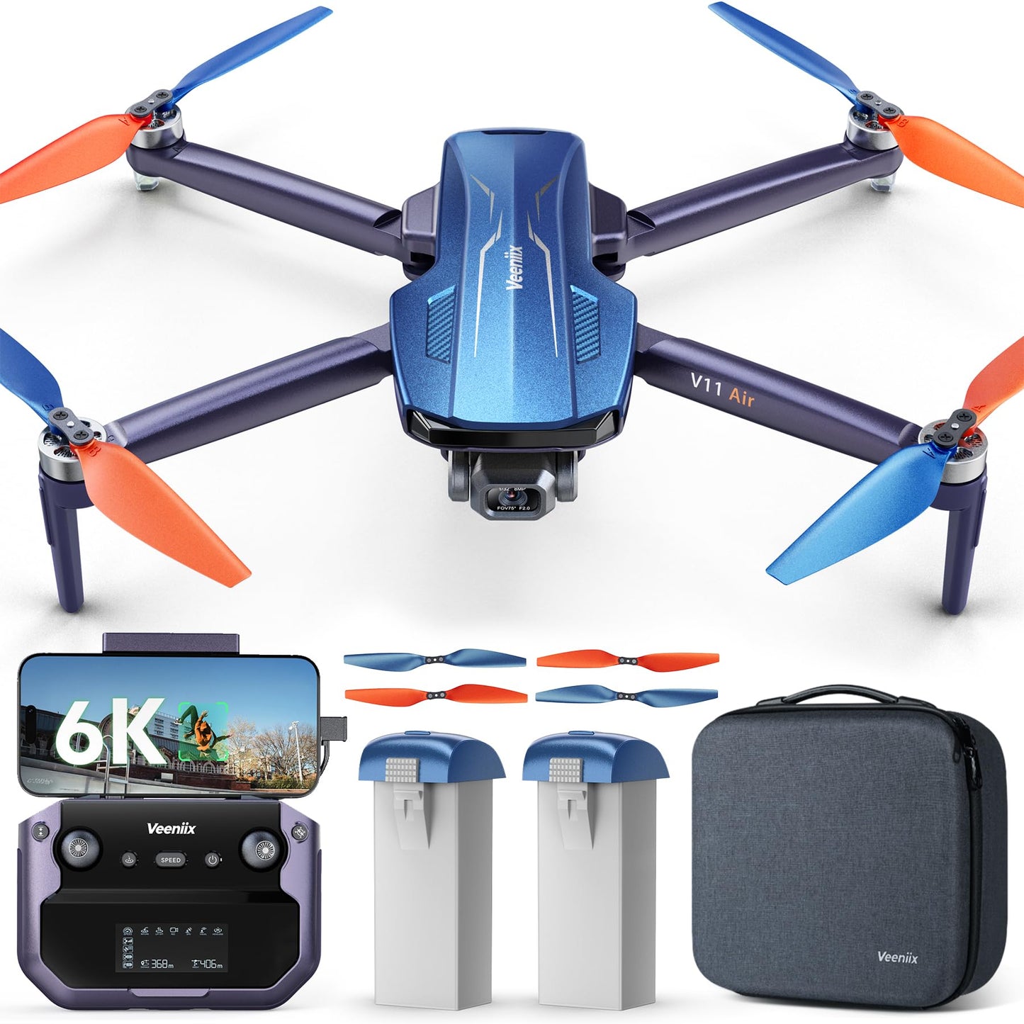 V11PRO Drone with 8K Camera for Adults, 3-Axis Gimbal Drones with 4K/30fps Video, 48 Million Pixels, 80min Flight Time with 2 Batteries, 6KM Video Transmission Quadcopter, Professional Drone
