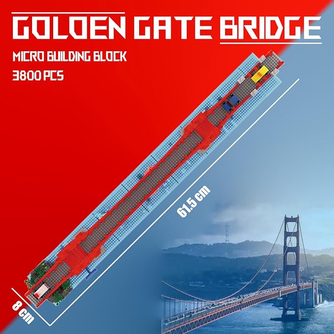 Golden Gate Bridge Micro Building Blocks Set （3800 Pieces）Landmark Architecture Gift for Adult and Kid