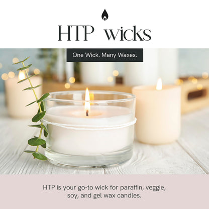 EAP Innovations HTP-52 Candle Making Wicks, Pre-Tabbed, Rigid, Self-Trimming Wicks for Candlemaking, Works with Paraffin, Gel & Vegetable Wax, 6" Length, Pack of 100