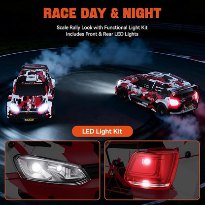 1:12 RC Rally Car Fast Max 50 MPHDrift Car with Gyro 4X4Brushless Fast RC Cars with 3S 2200 mAh Battery1/12 Remote Control Cars for Adults for 4WDfor Racetrack &amp Mud-Pink