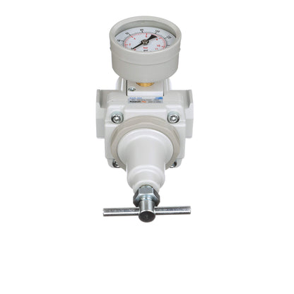PneumaticPlus SAR400T-N04BG Compressed Air Regulator 1/2" NPT, T-Handle, Gauge & Bracket