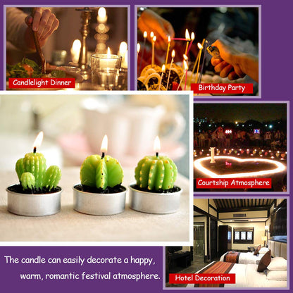 Swpeet 12Pcs Decorative Succulent Cactus Tealight Candles Kit, Cute Smokeless Succulent Plants Perfect for Candles Festival Wedding Props and House-Warming Party (N0.3-Candle)
