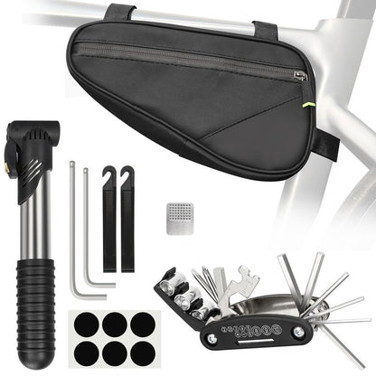PXZBLG Bike Repair Kit, Bike Bicycle Frame Storage Bag, Waterproof Bike Triangle Bag, 16-in-1 Bike Multitool, Bicycle Tire Repair Kit, 4mm and 5mm Allen Wrenches for Mountain Road Bike, MTB
