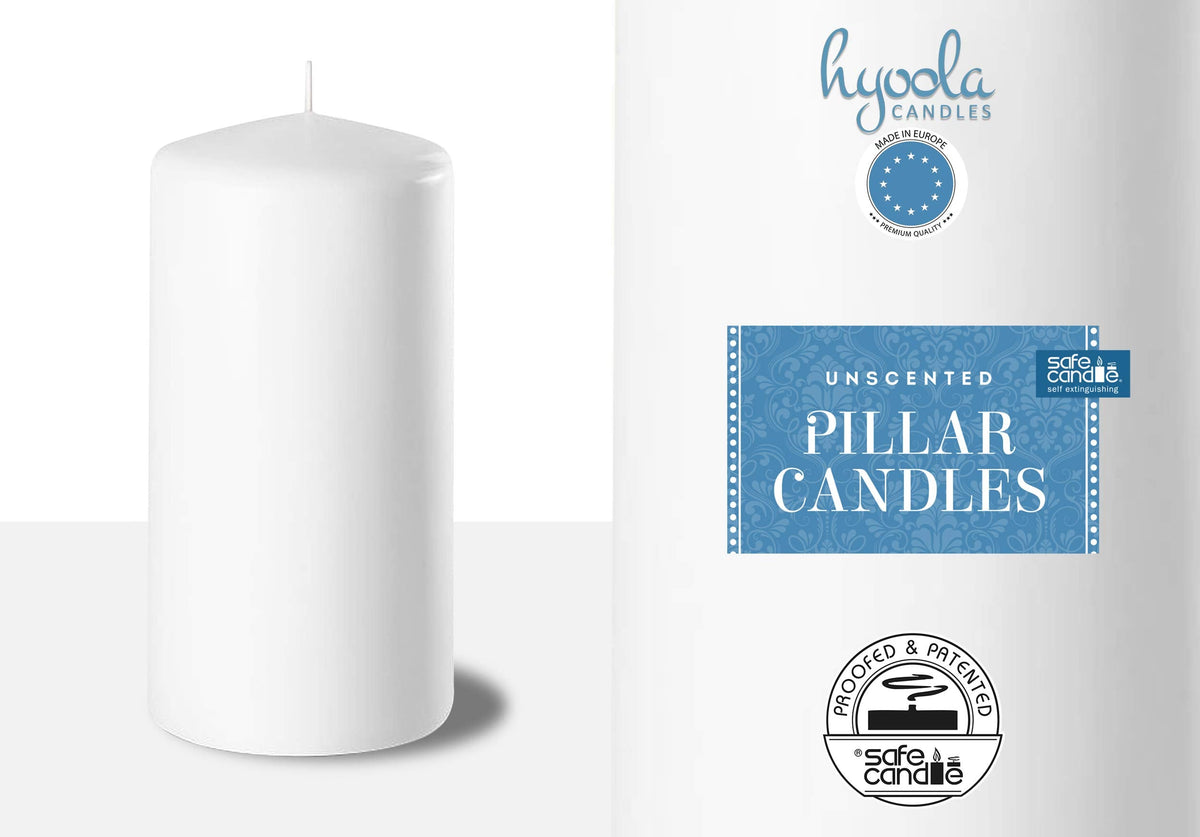 Hyoola White Pillar Candles 2-inch x 4-inch - Unscented Pillar Candles - Set of 4 - European Made