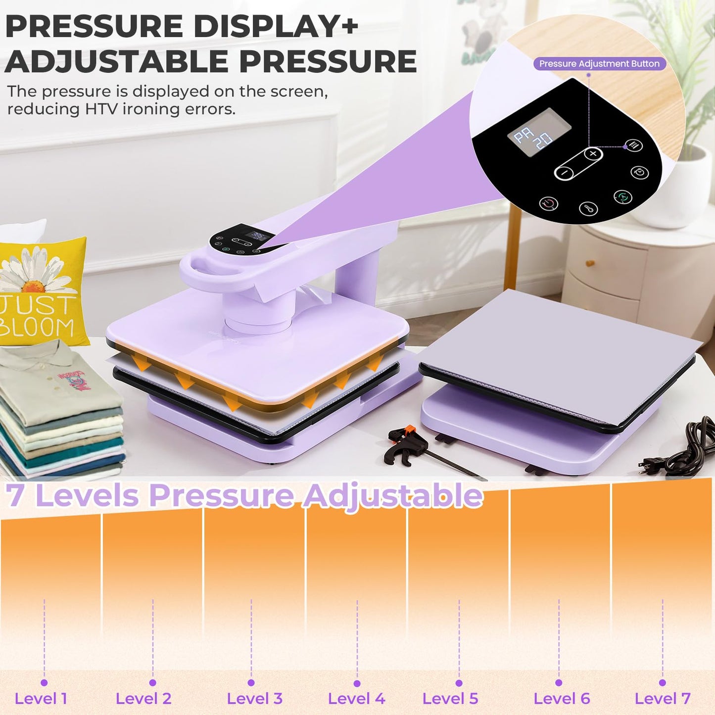 Whubefy Dual Auto Heat Press Machine 15x15, 360° Swing Away Smart T-Shirt Printing W/Auto Release & Auto-Off, Adjustable Pressure & Higher Heating Height for HTV, Sublimation, Heat Transfer Projects