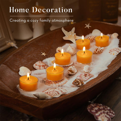 Crenovo 36 Pack Beeswax Tea Lights, 4-Hour Long Burning Tealight Candles, Ideal for Dinners Meditation Home Decor Tea Candles