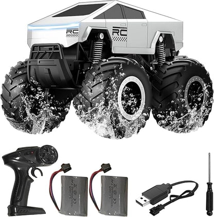 1:16 Cybertruck Remote Control Car 2.4 GHz 4WD Amphibious Off-Road Pick-up Truck with LED Light Waterproof Monster Truck Hobby RC Cars Toys for Teen Adults
