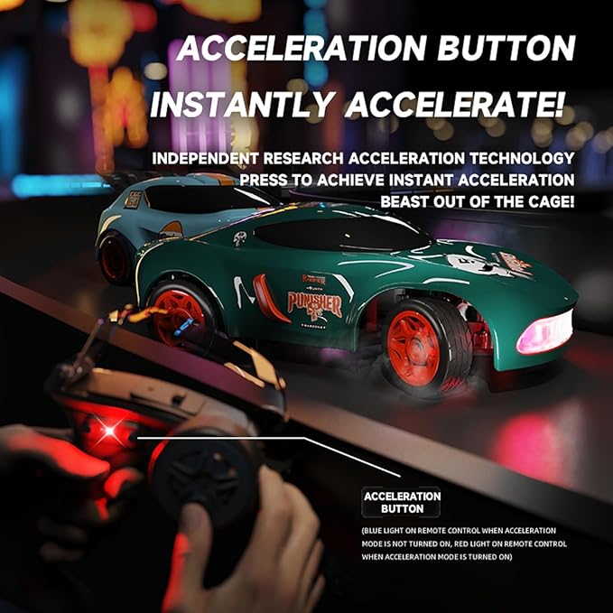 Mini RC Car 1:64 Scale Supercar Toy Car &amp Remote Control Integrated Design 26km/h High Speed Fun MINI RC Vehicle. (Green)