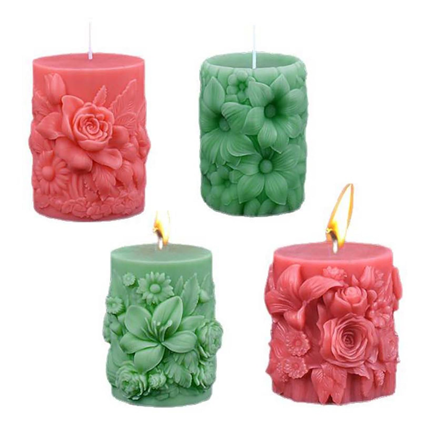 Rose Pillar Succulent Flower Silicone Wave Spiral Candle Mold - Silicone Resin Casting Molds for Candle & Resin & Soap Craft Supplies