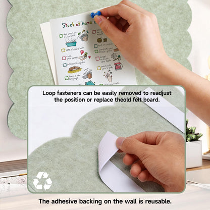 Felt Bulletin Board 24" x 18" Cork Board Alternative,Decorative Felt Pin Board Foldable Cork Boards for Walls Self-Adhesive Cork Board for Home Office Classroom Pin Board (Sage Green)
