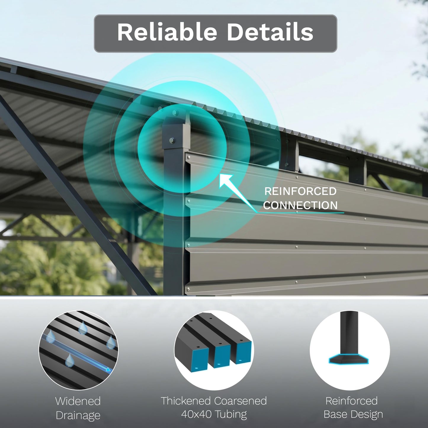 Devoko 20x30 FT Metal Carport, Heavy Duty Car Canopy with Galvanized Steel Roof, Reinforced Base Frame, All-Weather Garage, Outdoor Shelter for Cars, Trucks, Boats, Tractors & RV (Black)