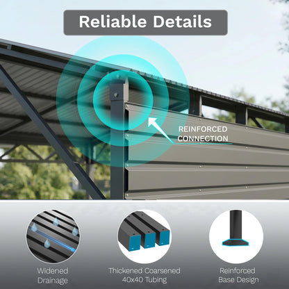 Devoko 20x30 FT Metal Carport, Heavy Duty Car Canopy with Galvanized Steel Roof, Reinforced Base Frame, All-Weather Garage, Outdoor Shelter for Cars, Trucks, Boats, Tractors & RV (Black)