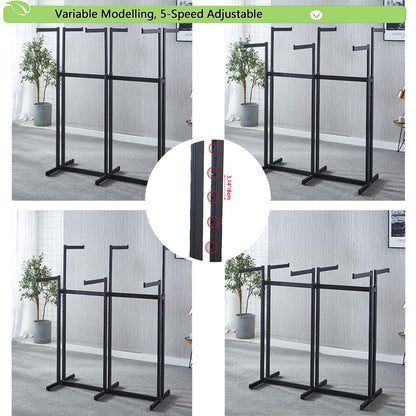 FKKPRVAX Floor Standing Metal Garment Rack - Heavy Retail Display Racks With Wheels, 8 Arms Clothing Rack, Square Tubing Portable Shirt Racks, Merchandise Display For Hanging Clothes (L-gold)