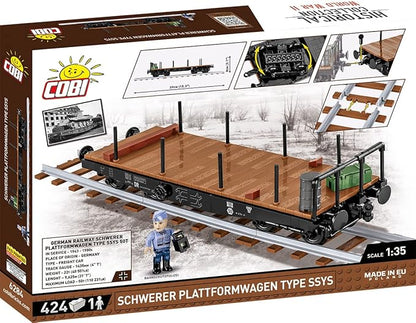 COBI Historical Collection WWII Schwerer Plattformwagen Type Ssys Building Set 424 Pieces