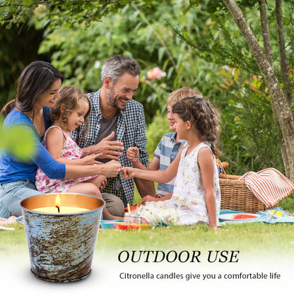 4 Pack Citronella Candles Outdoor and Indoor, 7Oz Soy Wax Candle in Medium Bucket for Patio Ledge Garden Yard Beach