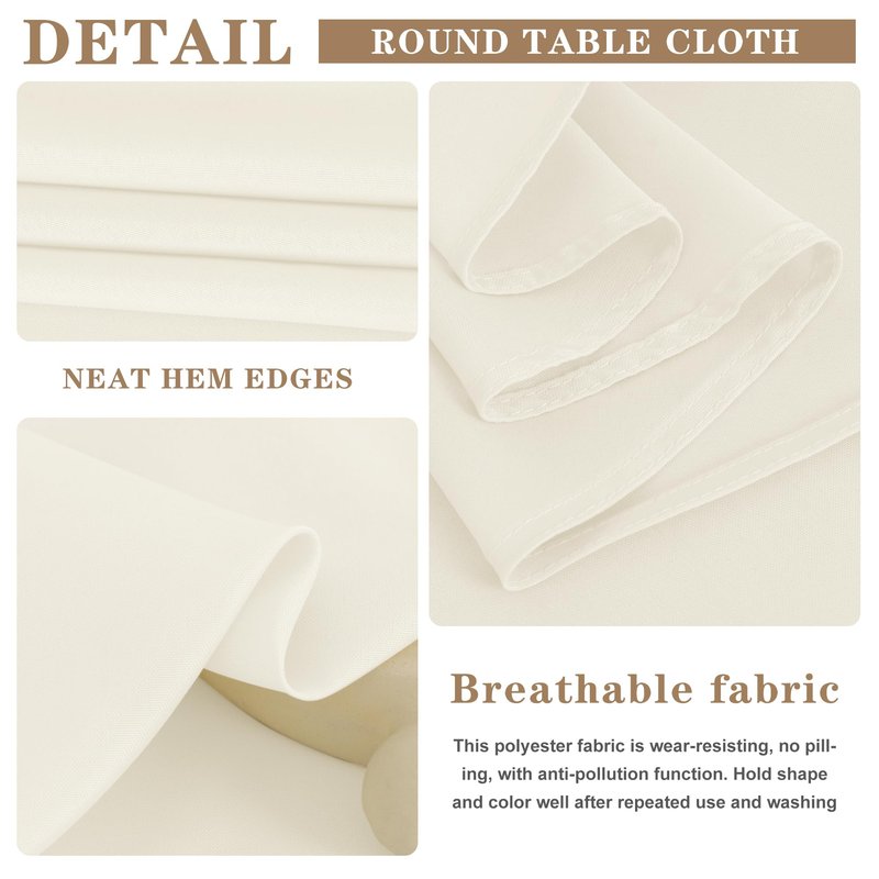 Fitable Elegant Rectangle Table Clothes, 6 Pack - 90 x 132 Inch, Ivory - Reusable and Washable Tablecloths, Polyester Fabric Table Covers for Wedding, Party, Banquet, Formal Events