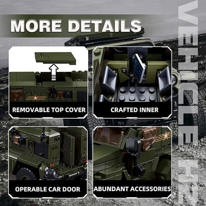 Sluban Military Vehicle Set Building Toy Army Car Military Off-Road Vehicle Model with 4 Soldier Minifigures Gifts for Boys Aged 6-12 Kids Girls Compatible with Lego Military Set 519 PCS