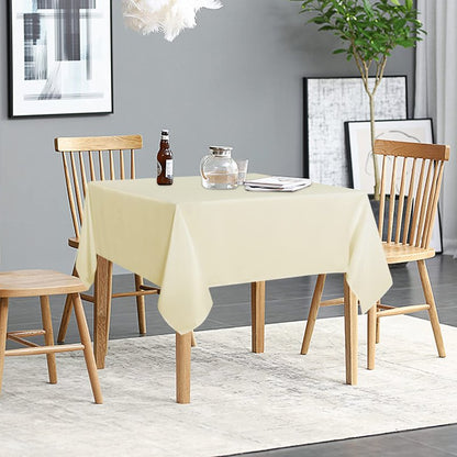 sancua 2 Pack Beige Tablecloth 54 x 54 Inch, Stain and Wrinkle Resistant Square Table Cloth - Washable Polyester Table Cover for Dining Tables, Buffet Parties and Camping