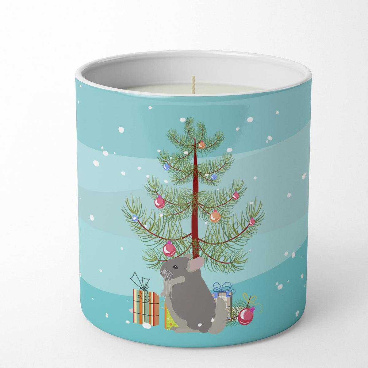Caroline's Treasures CK4431CDL Beige Wellman Chinchilla Merry Christmas 10 oz Decorative Soy Candle Nature Soy Wax Essential Oil Home Decor Ideal for Bedroom Kitchen Bath Office Gift, 10 oz