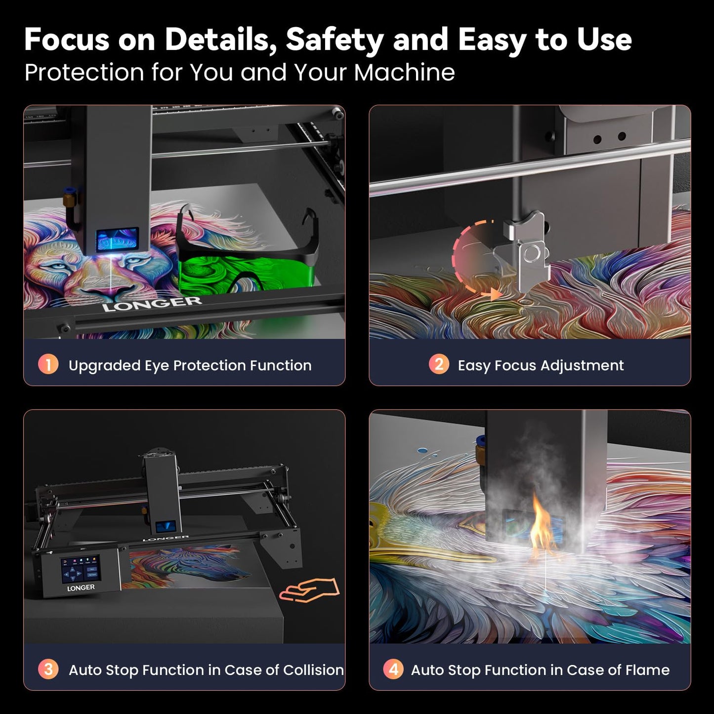 Longer RAY5 Laser Engraver, Laser Engraver 20W Output Power, 3.5” Color Touch Screen, Working Speed Up to 24000mm/min,App Offline Control, DIY Engraver Tool for Metal/Glass/Wood