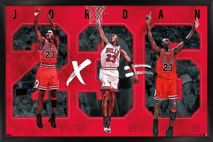 Trends International Michael Jordan - Six Wall Poster, 14.725" x 22.375", Black Framed Version