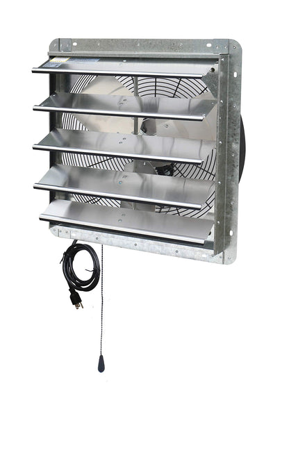 iLiving ILG8SF20V-T 20 inch Shutter Exhaust Attic Garage Grow, Ventilation Fan with 3 Speed Thermostat 6 Foot Long 3 Plugs Cord, 20" - Variable, 3368 CFM, 5000 SQF Coverage Area, Silver