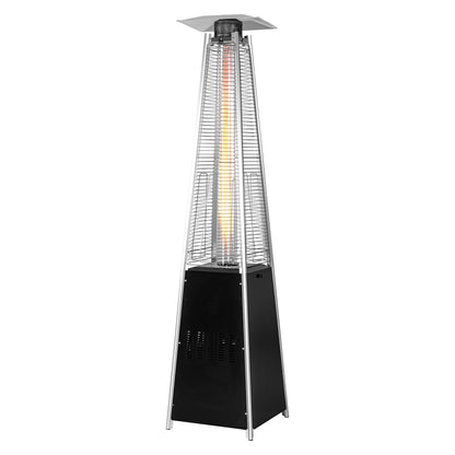 Pyramid Patio Heater,48,000 BTU Outdoor Propane Heater with Glass Tube, Propane Tall Tower Design with Wheels & One-Button Ignition for Backyard, Deck, and Commercial Use