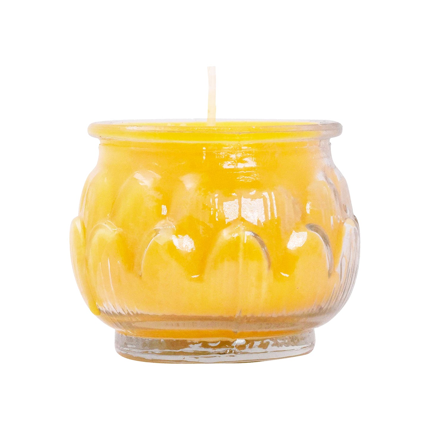Mudra Crafts Tibetan Tealight Vanaspati Ghee Butter Lamp Candle Set for Meditation, Ceremonies, Rituals, Altars, Diwali (Lotus Glass Jar)