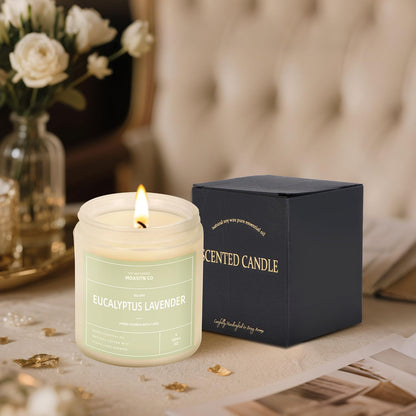 Eucalyptus Lavender Candle for Home Scented| Natural Soy Non Toxic Candles| Long Clean Burning Aromatheraphy Jar Candel| Women,Men Gift for Autumn,Winter, Halloween,Thanksgiving,Relaxing| 9oz