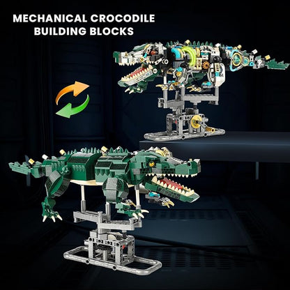 Ideas Mechanical Crocodile Building Set - Alligator Animal Toy with Display Stand and Light Compatible with Lego Dinosaur STEM Gift for Adults &amp Teens Boys Ages 14+ (996 PCS)