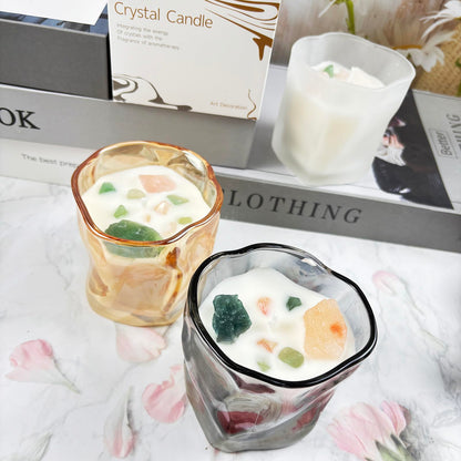 CaxyKyx Scented Soy Candles with Crystals Inside Aromatherapy Candle for Women Positivity Energy Gift Mothers Days Birthday Gray