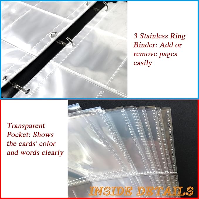 900 Pocket Zippered Hockey Card Binder 9-Pocket Trading Card Album with 50 Removable Sleeves PU Leather Waterproof Sports Card Holder for NHL Hockey Cards Storage Display Case Gift