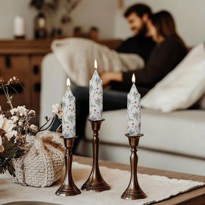 Unscented Hyacinth Short Taper Candles,5 Inches Dripless Thick Candlesticks 4 Packs of Smokeless Long-Lasting Burning Candle for Home Decor Weddings & Holiday