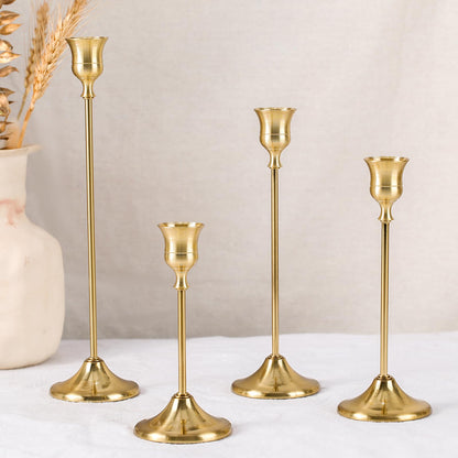 Sunnyfuture Candlestick Holders, 4PCS Taper Candle Holder for Candlesticks, Gold Candle Holders for Table Centerpiece, Wedding, Party